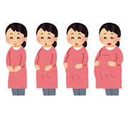 妊娠初期・中期・後期の妊婦さんのイラスト