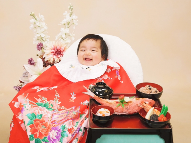 100日祝いの記念写真